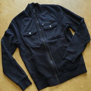 Rock & Republic Men's Black Zip-Up Sweater Jacket with Front Pockets